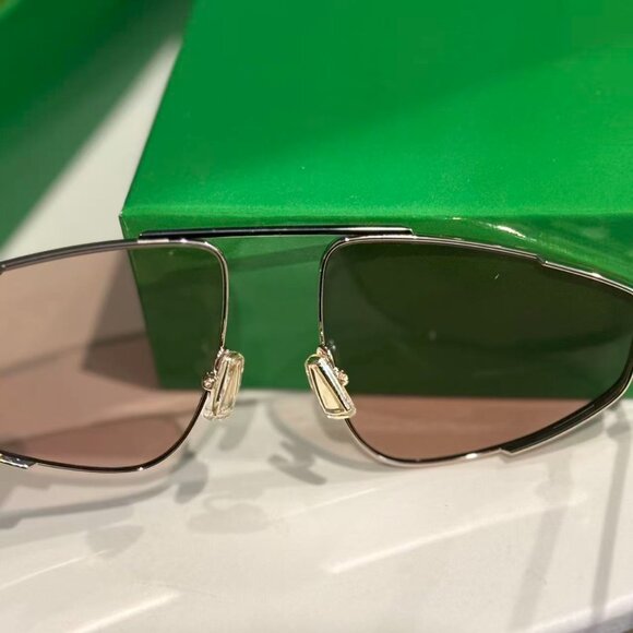 Bottega Veneta BV1466S 005 Aviator Sunglasses Gold Metal Frame 59-19-140 XL